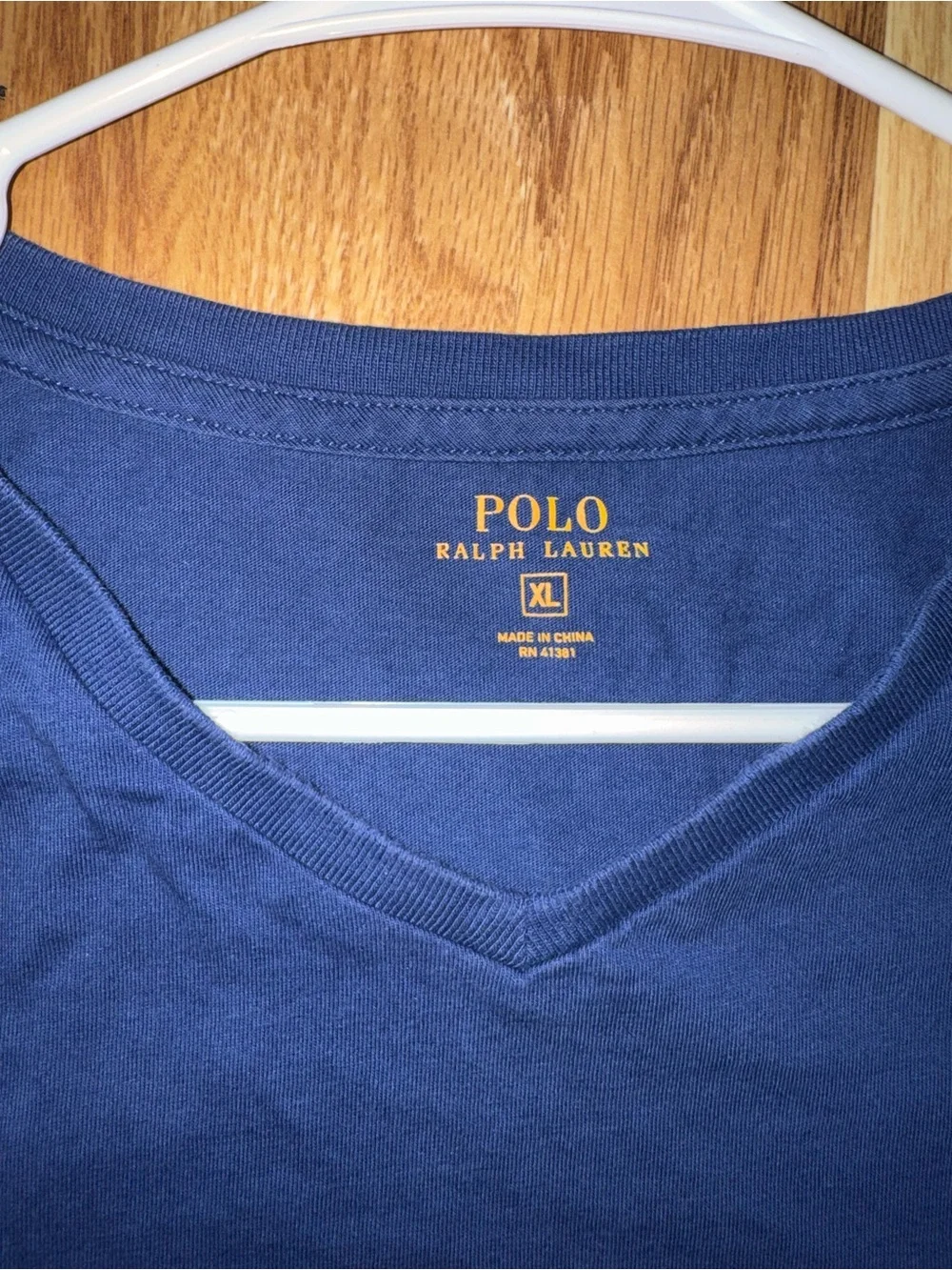 Polo Ralph Lauren Mens XL Blue V-Neck Long Sleeve Knit Cotton Logo T-Shirt